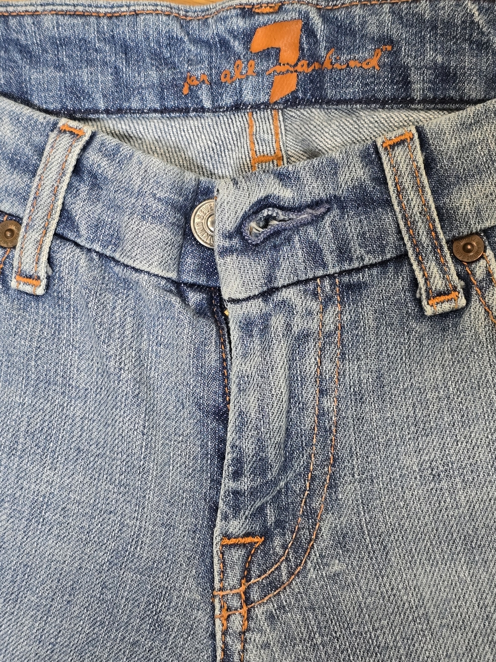 7 For All Mankind Light Blue Flared Jeans - Wide Leg Denim - Picture 4 of 8